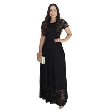 Imagem de Vestido Longo Renda Acinturado Mangas Curta Moda Evangélica - KOPYTTA,