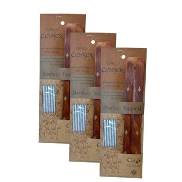 Imagem de Kit com 3 Incensos Naturais e Artesanais Vareta Prata Censer Bamboo Tropical