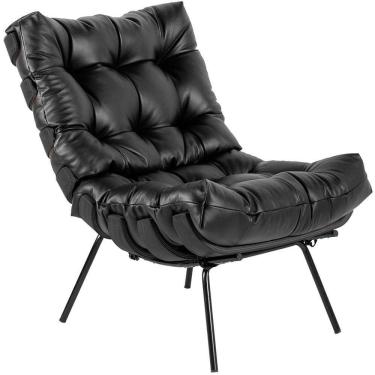Imagem de Poltrona Costela Preto L04 Couro Preto