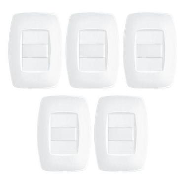 Imagem de Interruptor Simples Com Placa 4x2 Fame Elegance - Kit 5 Un., Branco