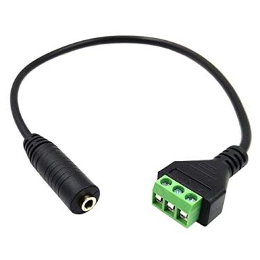 Imagem de Cabo conector adaptador de terminal de 3 parafusos de 3 polos estéreo TRS balanceado de áudio macho Qaoquda banhado a ouro 3,5 mm (1/8") 3 parafusos 30 cm/1FT, 3.5mm F/3pin