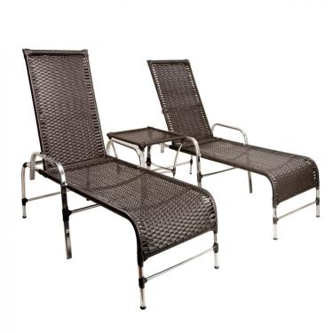 Imagem de Conjunto De Espreguiçadeiras E Mesa Confortável Para Piscina Trama