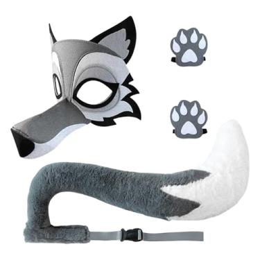 Imagem de Bohany Fantasia De Lobo Para Adulto, Fantasia De Halloween Para Bebés, Acessórios De Cosplay De Lobo Cinzento Para Fantasias E Performances No Palco