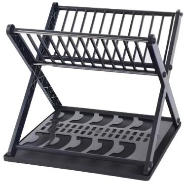 Imagem de Escorredor de Louça Duplo Desmontável Para Cozinha – Porta Pratos e Talheres, Design Moderno, Plástico Resistente, Secagem Rápida e Prática