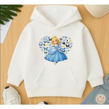 Imagem de Moletom Canguru Infantil Estampa Princesa Coração Azul Sapatinho Crist