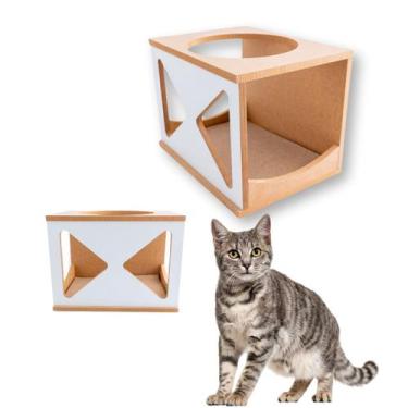 Imagem de Nicho Para Gato 1pç Montado Acompanha Kit Fixação Casa para Gato Dois 