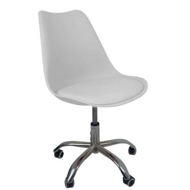 Imagem de Cadeira Office Base Cromada Com Rodizio Giratória Saarinen Branco