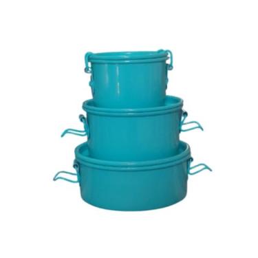 Imagem de Kit 3 Marmitas Alumínio Polido Colorido com Trava - Aluminio Vulcão, t