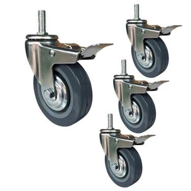 Imagem de 4 Rodas Giratórias Rodas De Rodízio 75 / 100mm Roda De Rodízio Resistente Com Rodízio De Móveis De Carrinho Roscado M10 / M12 Com Freio