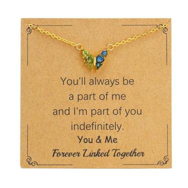 Imagem de SOPIFY Colar feminino com pedra do mês de nascimento de borboleta, dourado, delicado para mãe, filha, irmã, avó, neta, amigas, melhores presentes de pedra do mês de nascimento, Adjustable, Cobre, Sem