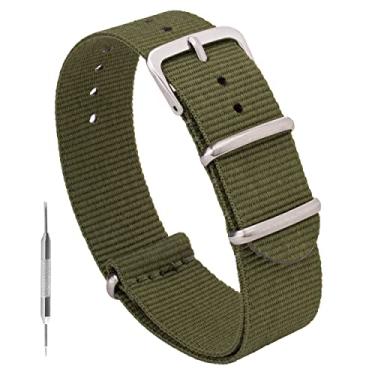 Imagem de Benchmark Basics Pulseira de relógio de nylon – Pulseira de relógio militar impermeável de nylon balístico para homens e mulheres - Escolha de cor e largura - 18 mm, 20 mm, 22 mm ou 24 mm, 24mm,