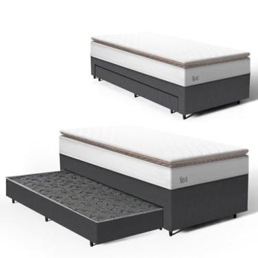 Imagem de Cama Box com Colchão de Molas Ensacadas Pillow Top Neve + Auxiliar de Espuma Unique Solteiro 88cm