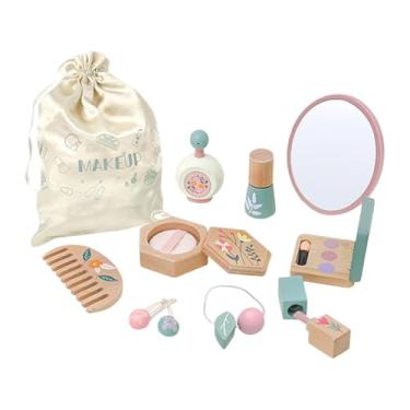 Imagem de JWQFBC Kit de Maquiagem de Princesa de Madeira com Espelho E Bolsa de Maquiagem para Crianças