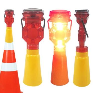 Imagem de Sinalizador Solar Viario Cone Sinalizaçao Kit 4 Uni Iluminaçao Estrada