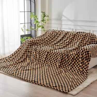 Imagem de FY FIBER HOUSE Cobertor King extragrande 304,8 cm x 304,8 cm sem costura extra grande 25,5 cm x 25,4 m Enorme manta de flanela xadrez cobertor de cama macio aconchegante para sofá de escritório, preto