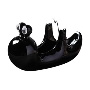 Imagem de WeiLaiKeQi Suporte de cerâmica para incenso, estátua de caracóis, bandeja de incenso, design à prova de fogo e escaldante para decoração de quintal e casa, Preto