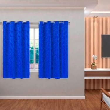 Imagem de Cortina c/Ilhós 2,00mx1,70m Jacquard Adamascado para Sala ou Quarto (Azul Royal)