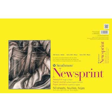 Imagem de Strathmore Bloco de papel de jornal série 300, encadernado com fita, 30,5 x 45,7 cm, 50 folhas (52 g) - Papel de arte para adultos e estudantes - Esboço prático com carvão, grafite e lápis