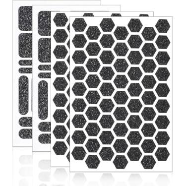 Imagem de 4 peças de adesivos de fita de aderência cinza, hexagonais e redondos antiderrapantes, fita adesiva à prova d'água, decalque com tiras de adesivo, acessórios perfeitos para controle de câmera e mouse