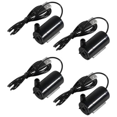Imagem de AEDIKO 4 peças micro bomba submersível DC 3-5V USB mini bomba de água para aquários tanque de peixes fonte hidropônica jardim (preto)