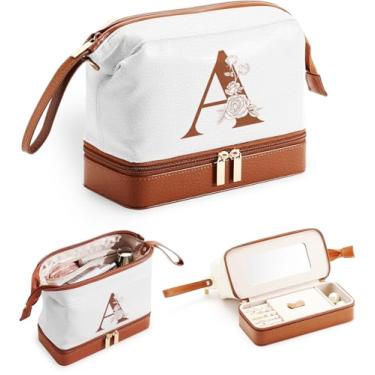 Imagem de Bolsa transversal feminina inicial bolsa de ombro pochete lateral transversal bolsa de couro pequena mochila de cinto de couro mãe irmã filha mãe namorada melhor amiga Natal Natal presente de