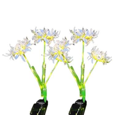 Imagem de Luzes Solares Florais Para Exterior | Flores Solares para Exterior,Luzes LED Decorativas Coloridas À Prova De Água 2 Unidades Para Caminhos Pátio Varanda Relvado Jardins Piscina Entrada Cerca Deck