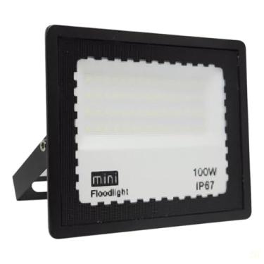 Imagem de Mini Refletor Holofote Smd Led 100w Preto Ip67 6500k