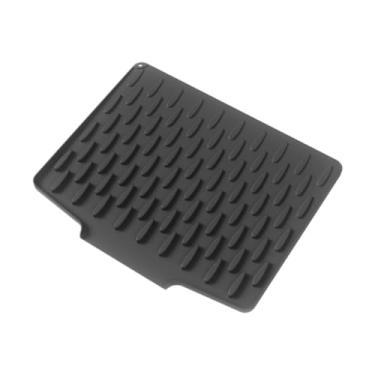 Imagem de Ioensy Tapete de silicone para secagem de louças, escorredor de louças, forro para gavetas, fácil de limpar, antiderrapante, para geladeira, resistente e com, Preto