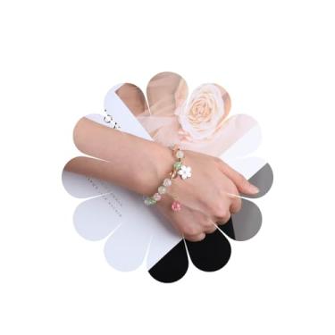 Imagem de Xduargs Pulseira de mão com contas de arco-íris Boho pulseiras coloridas com contas vintage pingente de flor escrava pulseira de corrente ajustável pedra da lua com contas de mão pulseiras joias para