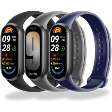 Imagem de BABEJIA Pacote com 3 pulseiras de substituição para Xiaomi Mi Band 10/9/8, pulseiras esportivas macias, pulseiras respiráveis ajustáveis, liberação rápida