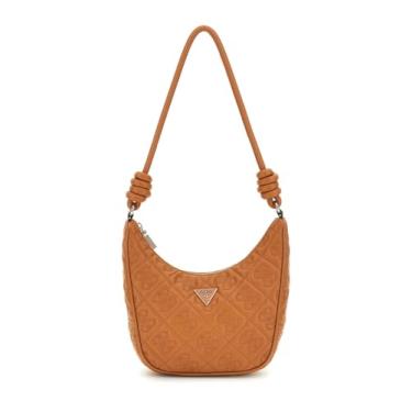 Imagem de GUESS Bolsa de ombro Adelasia com zíper superior, Caramel, One Size
