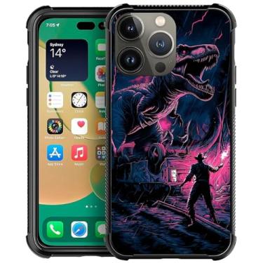 Imagem de Goodsprout Capa compatível com iPhone 12 Pro Max com desenho de dinossauro de treinamento masculino para meninas, design de padrão de imagem, à prova de choque, antiarranhões, capa traseira rígida de