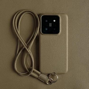 Imagem de Capa de couro de luxo para Xiaomi 14T Pro 14pro 13pro 11T 13Ultra com alça transversal e cordão, cáqui, para POCO X6 Pro