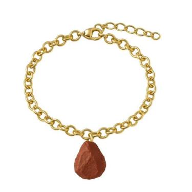 Imagem de Pulseira de Jaspe Vermelho - Cristal Natural, Banho Ouro 18k