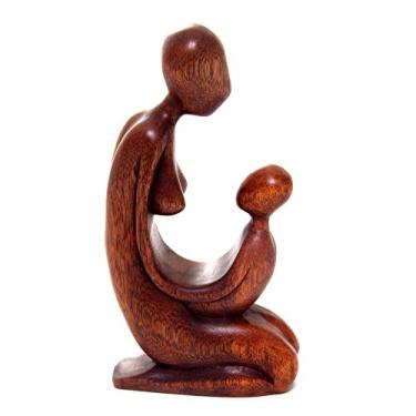 Imagem de NOVICA Escultura de madeira Mother and Her Child
