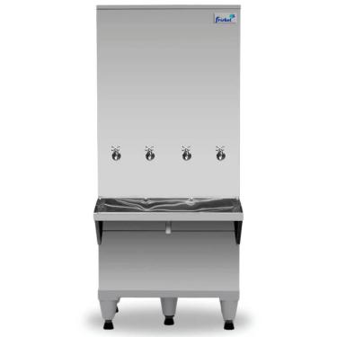 Imagem de Bebedouro Industrial de Coluna Frisbel 200 Litros 3 Torneiras Geladas e 1 Natural Inox - 220V