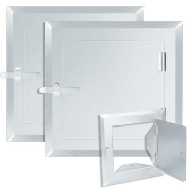 Imagem de Yaocom Pacote com 2 portas de limpeza de aço de 20 x 20 cm, porta de limpeza de chaminé de lareira para chaminé de parede interna e externa (prata)