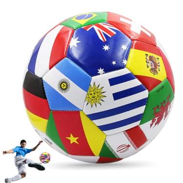 Imagem de Bola de futebol tamanho 5, bola de futebol com bandeira nacional de 21 cm, PVC à prova d'água para jovens adultos para treino de jogos de liga ou presente