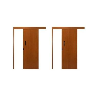 Imagem de Kit com 2 Portas de Correr Madeira 215x90cm Sobrepor Reversível Melamí