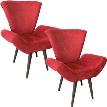 Imagem de Kit Duas Poltronas Decorativa Elegance Sued Vermelho - Sua Casa Decor