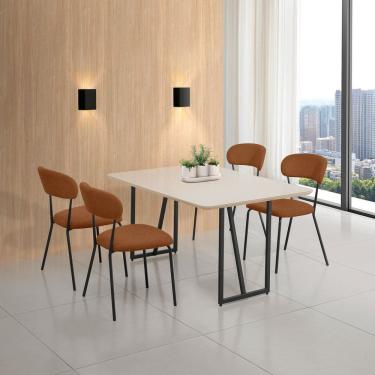 Imagem de Conjunto para Sala de Jantar com 4 Cadeiras Betina Black / Terracota / Off White