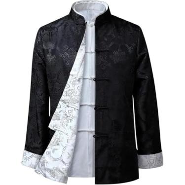 Imagem de Roupas Chinesas Tang Suit Truly Ambos Os Lados Casaco Jacet Manga Comprida Artes Marciais Ung Fu Camisas Tang Suit Trajes Nacionais, Green and Yellow, 4XL