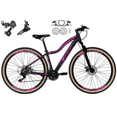 Imagem de Bike Feminina Aro 29 KSW Mwza 24v Shimano Freios Hidráulicos Suspensão Pneu Faixa Bege-Feminino