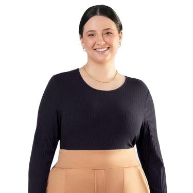 Imagem de Blusa Feminina Cativa Plus Size Manga Longa Canelada Bordô-Feminino