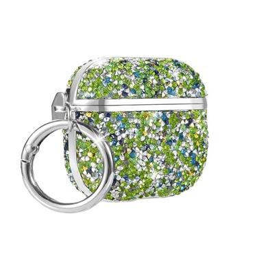 Imagem de Newhalper Compatível com Apple Airpods 4 Capa 2024 Glitter Lindas Capas para Airpods iPod 4ª Geração Bling Cover Chaveiro para mulheres e meninas (verde)