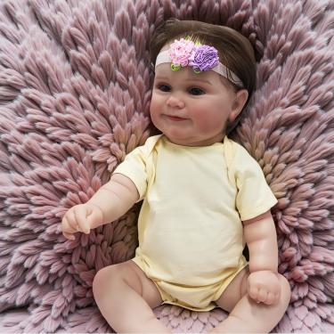 Imagem de WKMRH Bebê Boneca Reborn Realista,Boneca Reborn Abra seus olhos Menina Macio Pintura de Corpo Vinil Corpo Inteiro Silicone Lavável