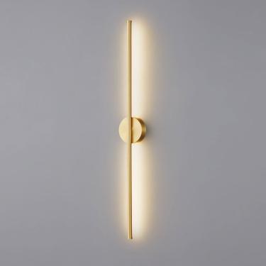 Imagem de Lâmpada De Parede Linear Moderna Em Latão Escovado Led Arandela De Parede Em Acrílico, Luminária De Parede De Cobre Minimalista Em Latão Antigo Luz De Vaidade Do Banheiro Com Fi, 80cm