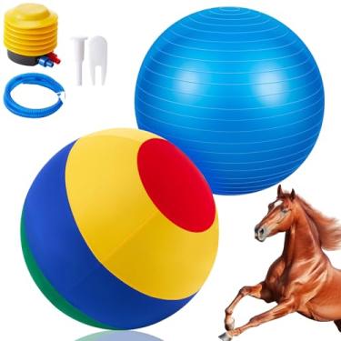 Imagem de VercanMonth Bola gigante de pastoreio de 101,6 cm com capa de bola anti-explosão, por favor, assista ao videocassete para inflar brinquedos de cavalo para brincar de entretenimento, bomba incluída