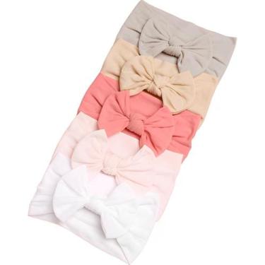 Imagem de Kit 5 Laços de Bebê Turbante Faixinha de Bebê Lacinhos - Castelo Maris