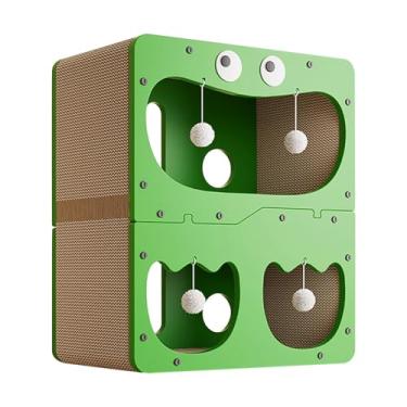Imagem de KiBcsLic Casa de papelão para gatos, condomínio para gatinhos, centro de atividades para gatos, brinquedo de moer garras, cama arranhadora resistente ao